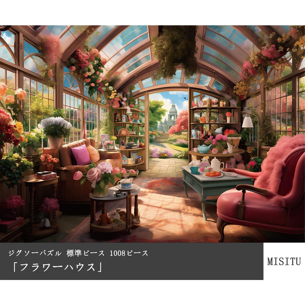 MISITU Jigsaw Puzzle 1008 Piece Puzzle Landscape Painting Flower Garden Plant Present Birthday Christmas Stylish Interior Flower House x 70 (50 cm)