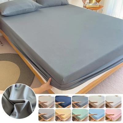 100% Waterproof Mattress Cover Fitted Bed Sheet with Elastic Band Anti-Slip Mattress Protector for Single Double Queen King Bed