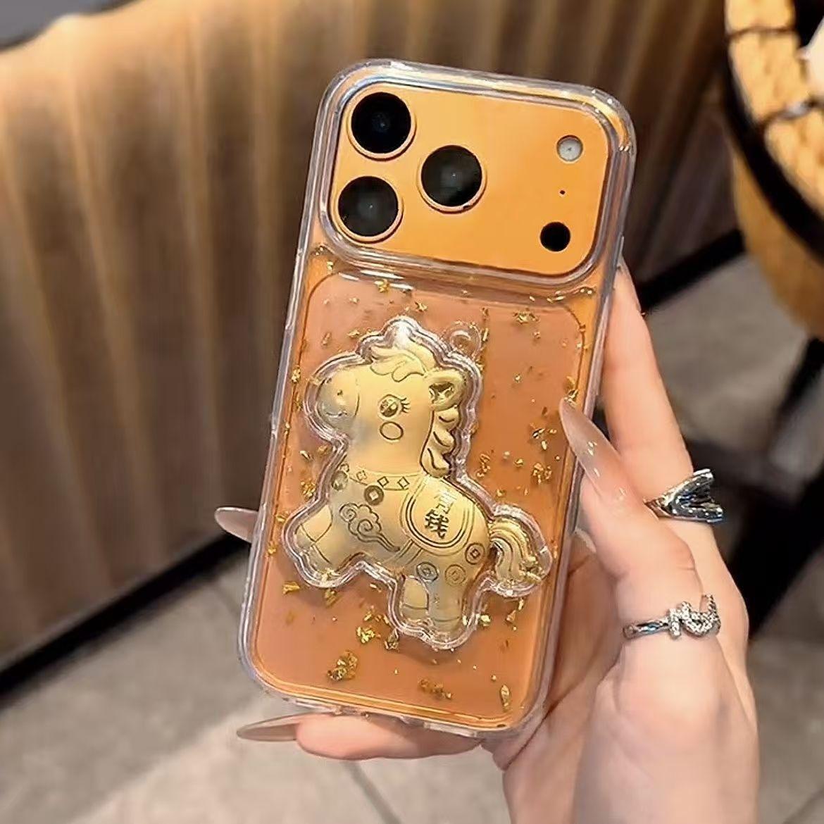 Epoxy Gold Foil Instant Wealth iPhone 17 Pro Max Case Apple 16 15 Imitation Gold Foil Phone Protective Cover Apple11