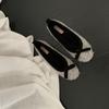 2025 new autumn and winter mink fluff bow fluff gentle flat bottom shallow mouth Mary Jane commuter OL women's shoes