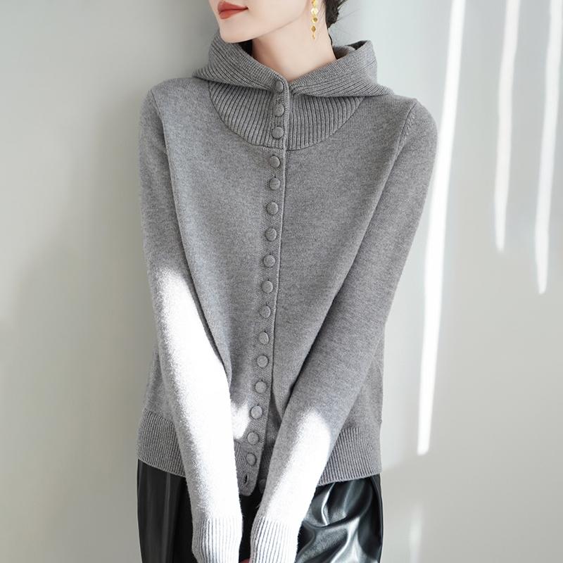 Women's Wool Sweater Qinghe Cashmere 50% Silk 50% Wool Autumn and Winter Wool Cardigan Soft and Warm