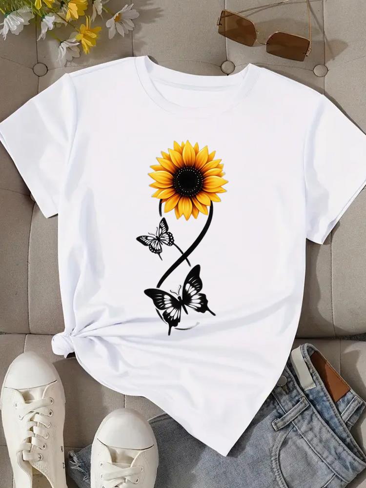 (Asian Size) Print Fashion Female Tee Top Women Clothing T Shirt trend sweet 90s style Woman Short Sleeve Graphic T-shirts