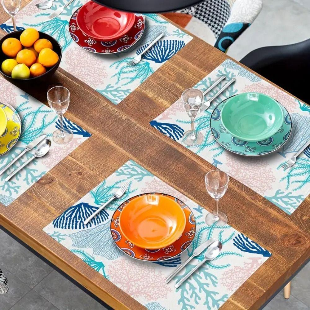 Heat Resistant Summer Beach Placemat Anti Slip Table Mat Dining Table Tableware Pad  Household