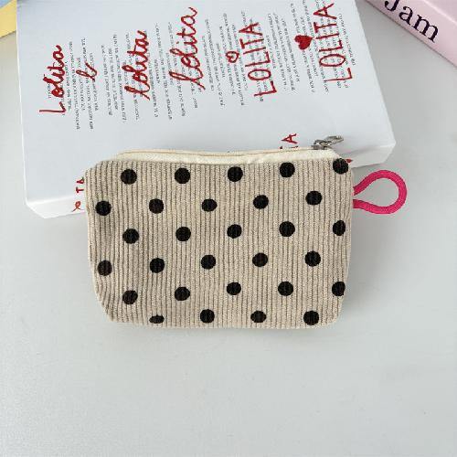 Mini Corduroy Cosmetic Pouch Solid Color with Contrast Zipper Portable Lipstick Makeup Bag Coin Purse for Women