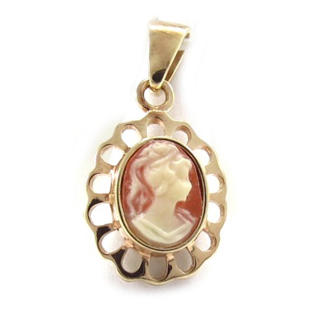 Les Trésors De Lily [D3328] - Pendentif Plaqué Or 'Chère Camee' orange/ Orange doré - 15x14 mm