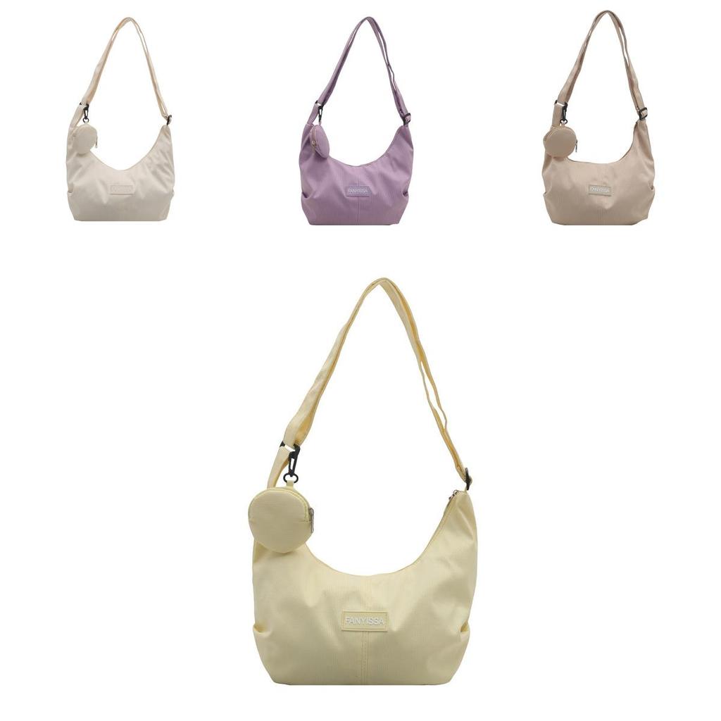 Solid Color Letter Decor Large Capacity Women Crossbody Bag With Coin Purse For Daily Use