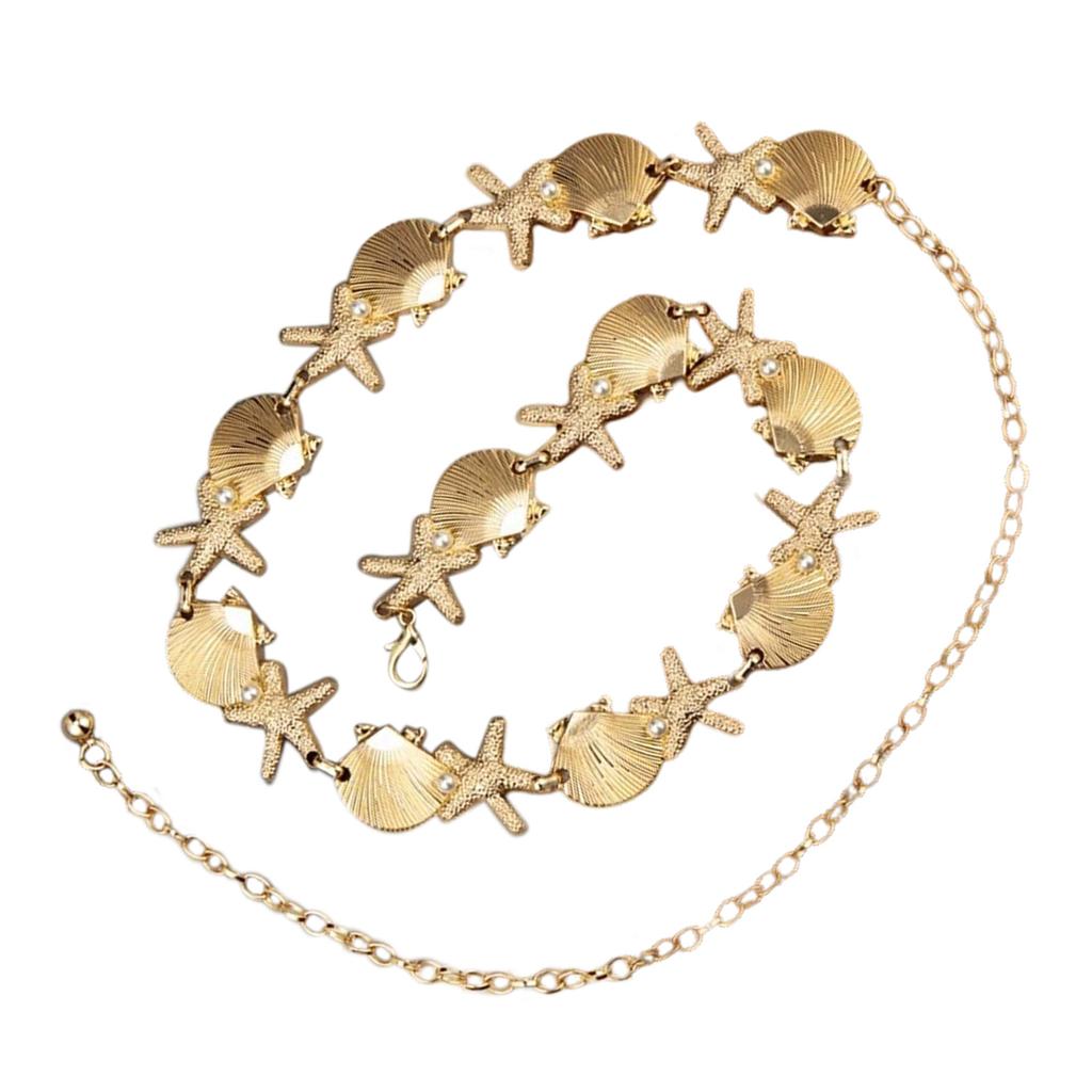 Metal Shell Starfish Waist Chain Adjustable Length Body Jewelry Gift for Fashion Forward Women And Ocean Lovers