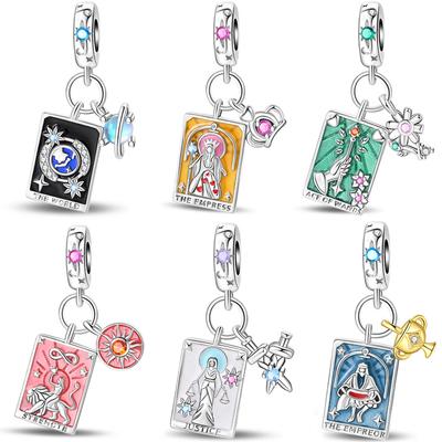 Mystical Vintage Tarot Theme Handmade Pendant Bracelet Bead Jewelry Set