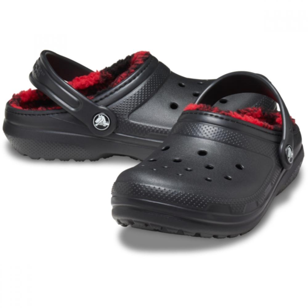 

Crocs Classic Lined Buff Check Clogs Kids Black 210767 001 J3(220)