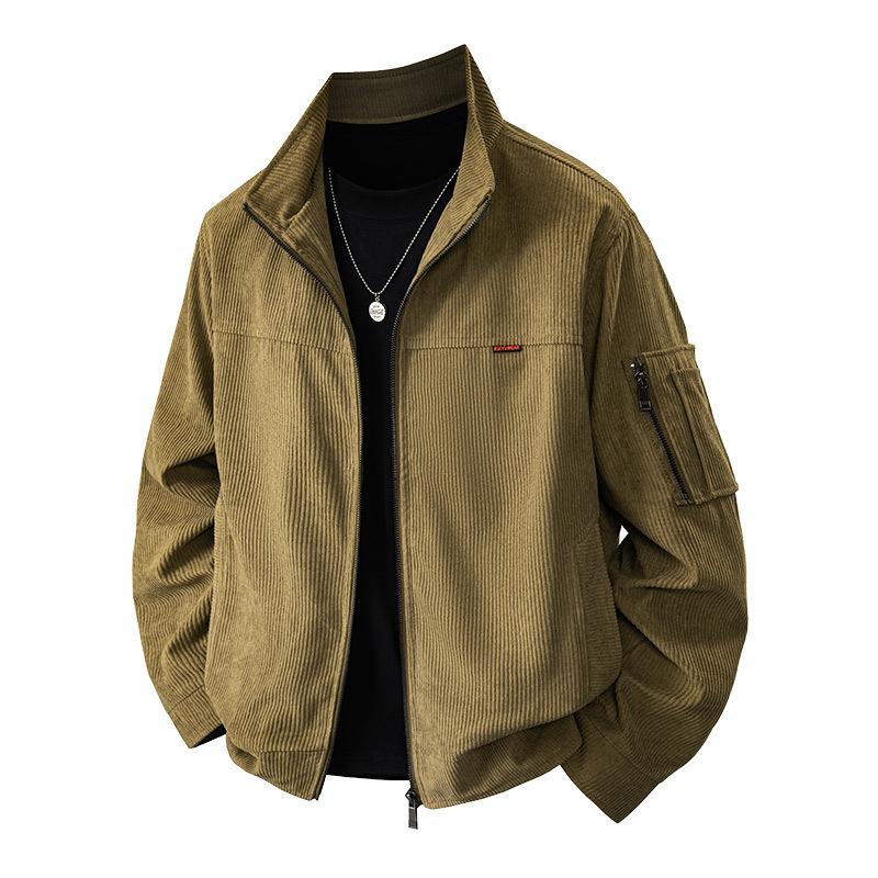 Corduroy Jacket Men's Jacket Autumn and Winter New Stand-up Collar Men's Clothing Casual Loose Trend Clothes