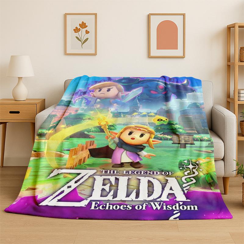 Classic Game Z-Zelda Cartoon Link Flannel Blanket Soft Warm Throw Blanket for Bedroom Living Room Bed Travel Camping Picnic