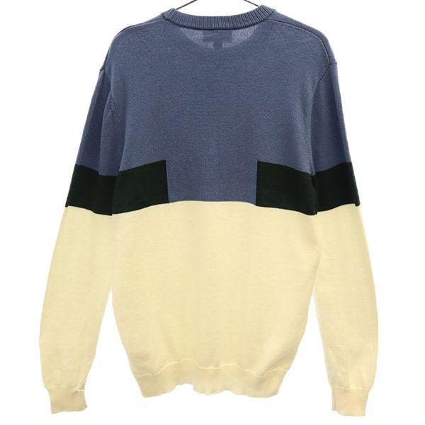 LACOSTE Overall handle Long sleeve knit S Blue x white sweater Men's Used