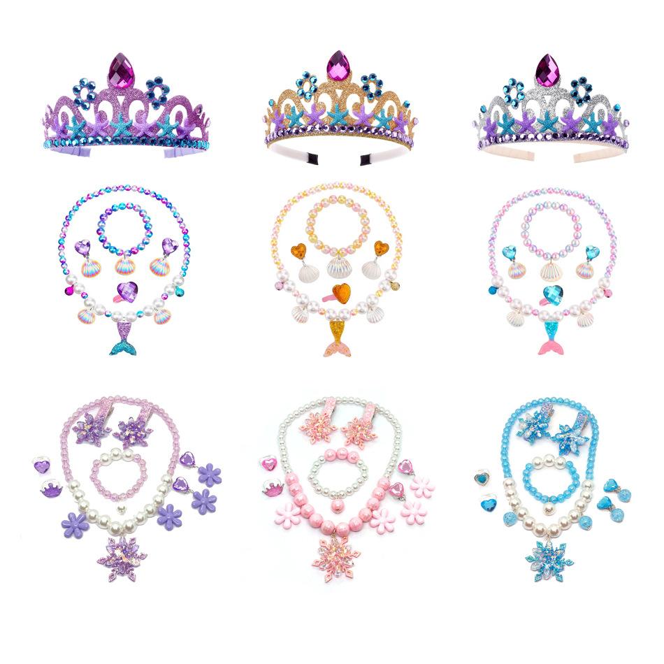 Children'S Princess Crown Accessories Necklace Set Bag Accessories Mermaid Generation Children'S Birthday Gift Jewelry