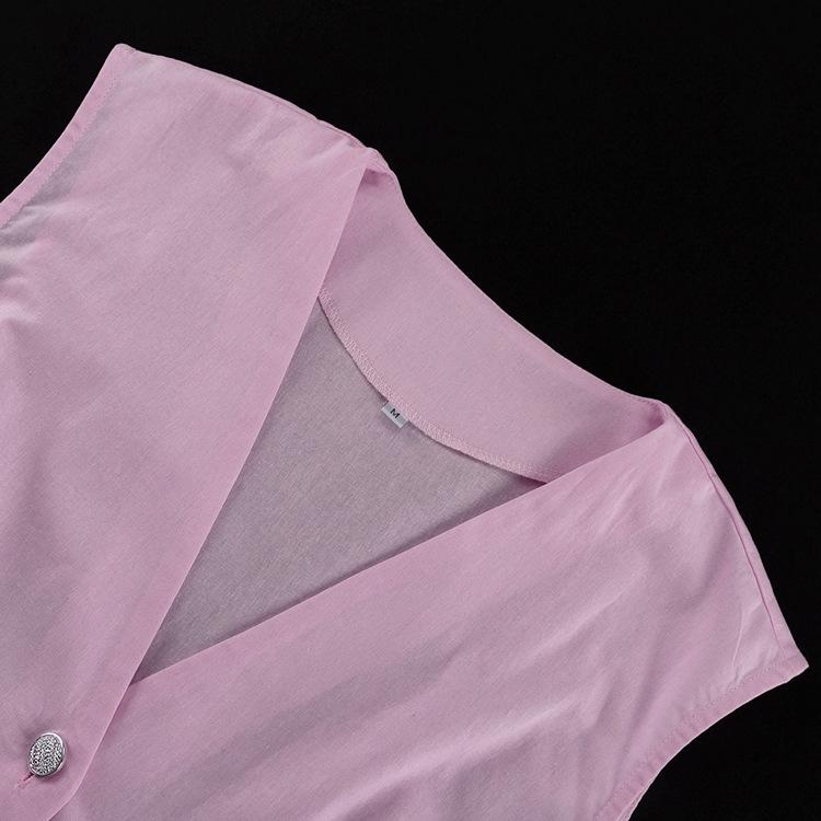 Women's Fashion Casual Summer Spring Solid Color Print Sleeveless V-Neck Blouses & Shirts Trousers Pants Suits