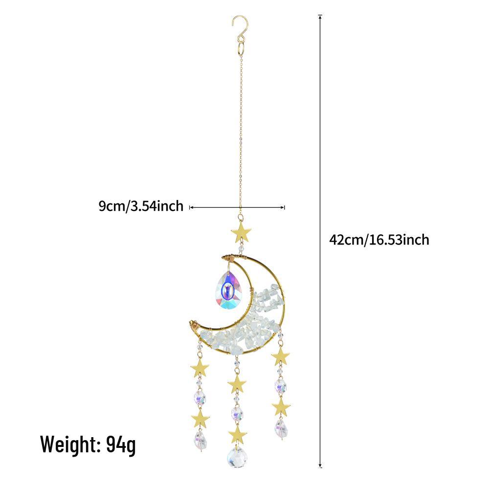 Handmade Crystal Moon Suncatcher with Natural Stone Pendant