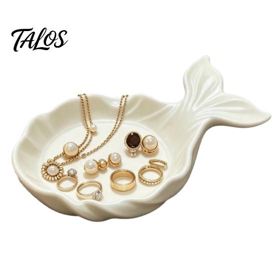 Necklace Storage Tray 3D Printed Fish Shape Jewelry Tray, Girlish Decorative Trinket Dish, Desktop Practical Organizer for Dresser Entryway