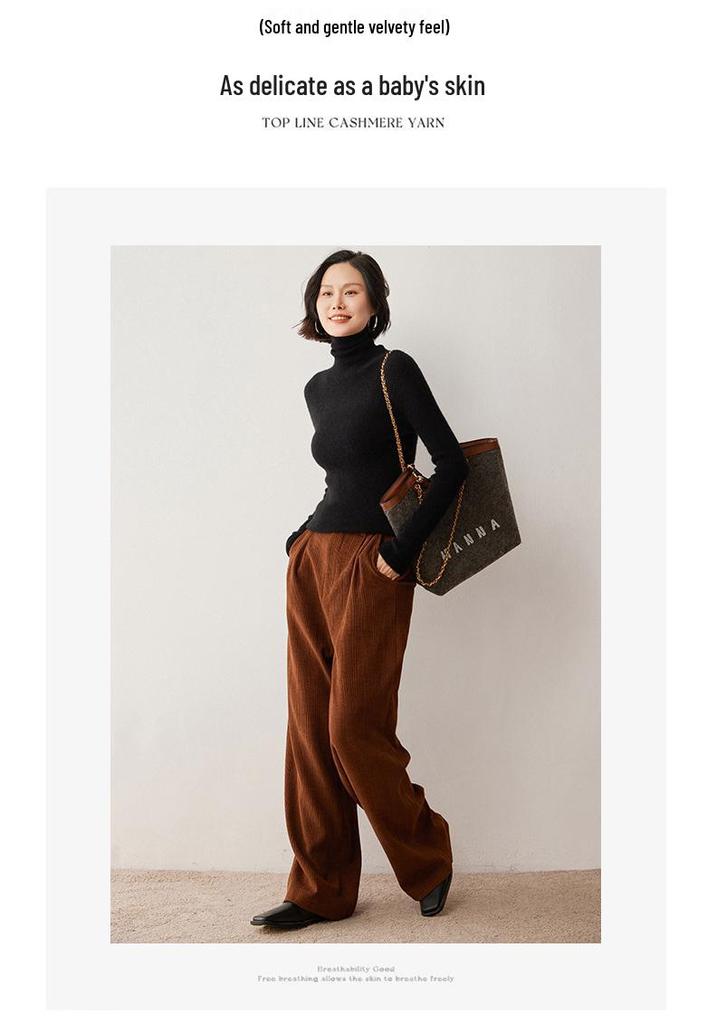 Autumn/Winter New Arrivals: Women's Slimming High-Neck Cashmere Knitwear.