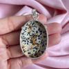 Dalmatian Jasper Pendant With Silver Chain Necklace 925 Sterling Silver Pendant