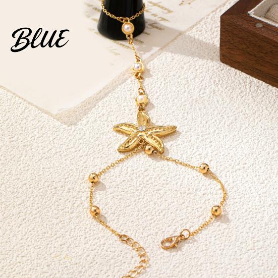 Corrosion-resistant Jewelry Starfish Charm Hand Chain Bracelet for Women Adjustable