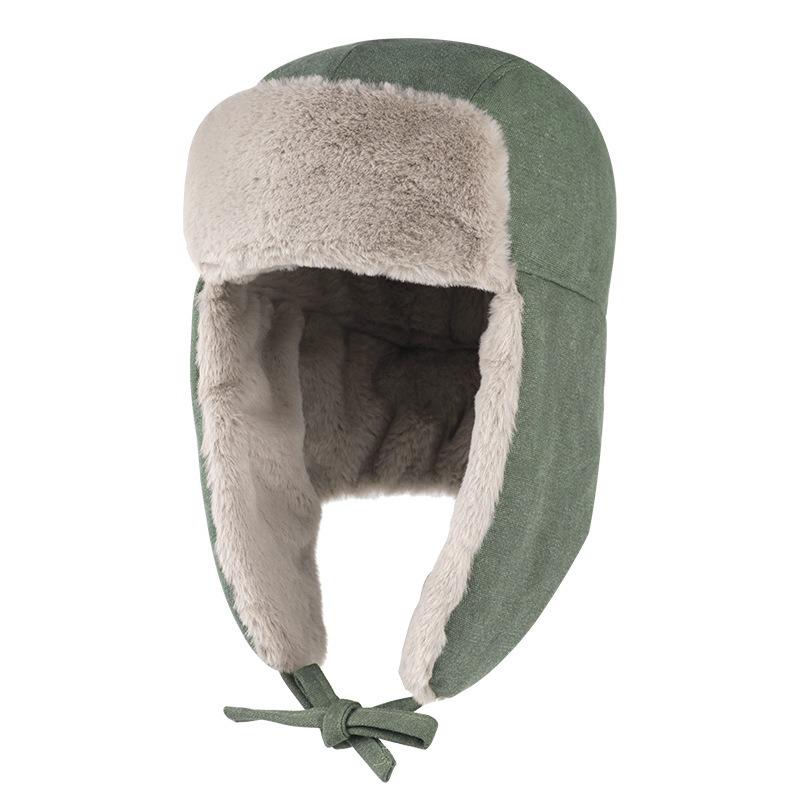 Hat warm cotton thickened face protection simple autumn and winter imitation rabbit hair extended neck protection hat