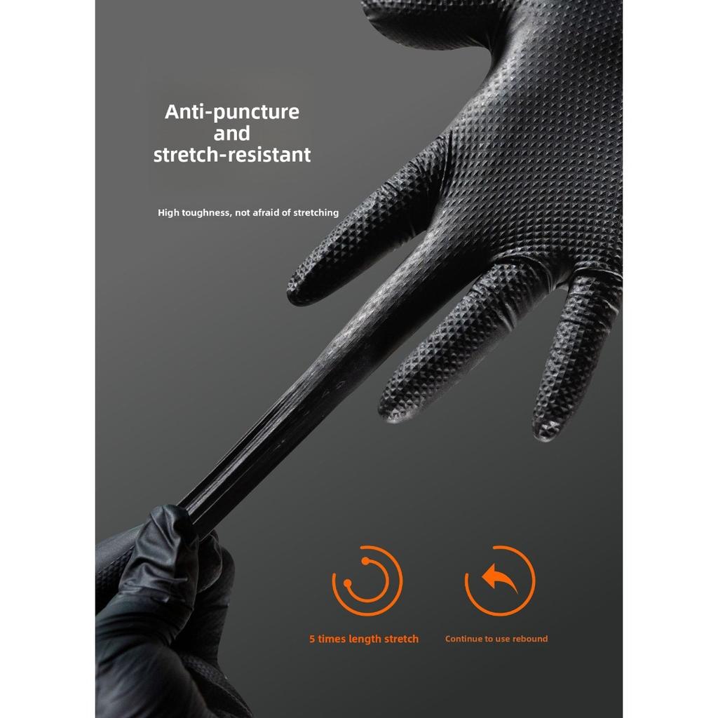 Épaisseur Extra 100-1 Pièces, Résistants et 8 Mil Gants Jetables en Nitrile Motif Diamant Orange - Texture Diamantée Surélevée, Sans Poudre et Sans Latex