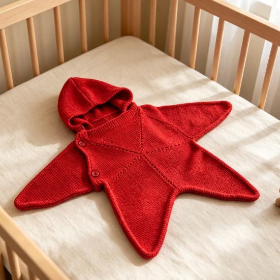 Cute Star Shape Sleeping Bag Starfish Baby Sleep Sack, Soft Knitted Full Body Swaddle Blanket with Infant Cocoon Hood for Newborn, Anti Kick Warm Bag,