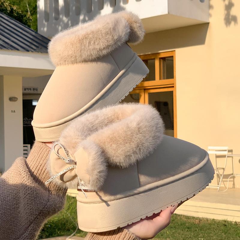 Mingsheng platform cotton shoes winter home wool slippers autumn and winter wear non-slip plush high-top snow boots