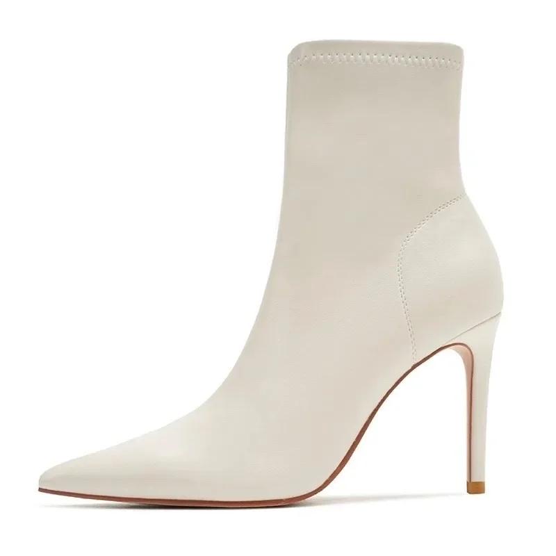 Mode Sexy Spitzschuhe High Heels Stiefeletten Damenschuhe Designer 2025 Trend Neue Mode Chelsea Boots Winter Kleid Party Pumps Mujer