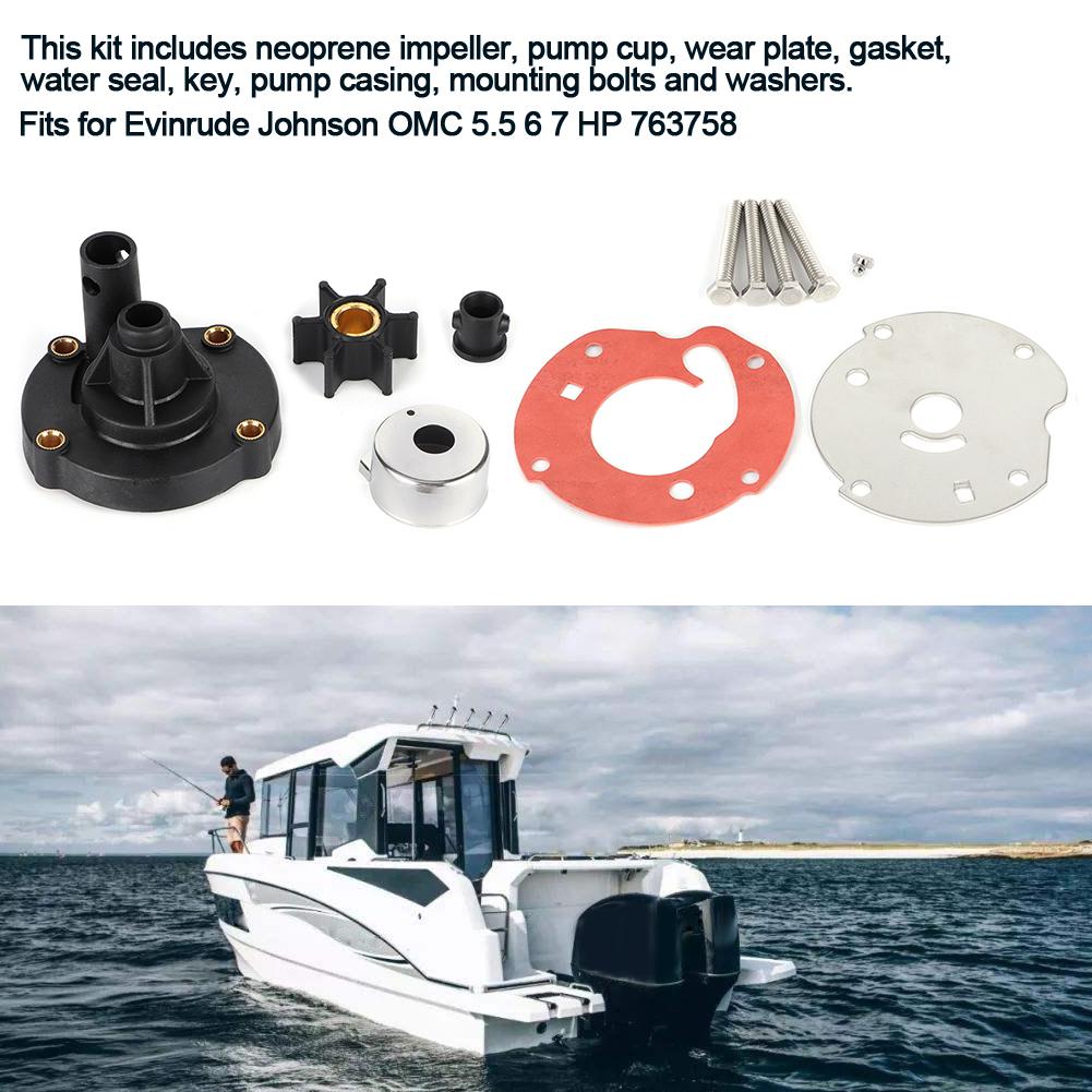 Water Pump Impeller Repair Kit Fits for Evinrude Johnson OMC 5.5 6 7.5 HP 763758 778166 Outboard Engine