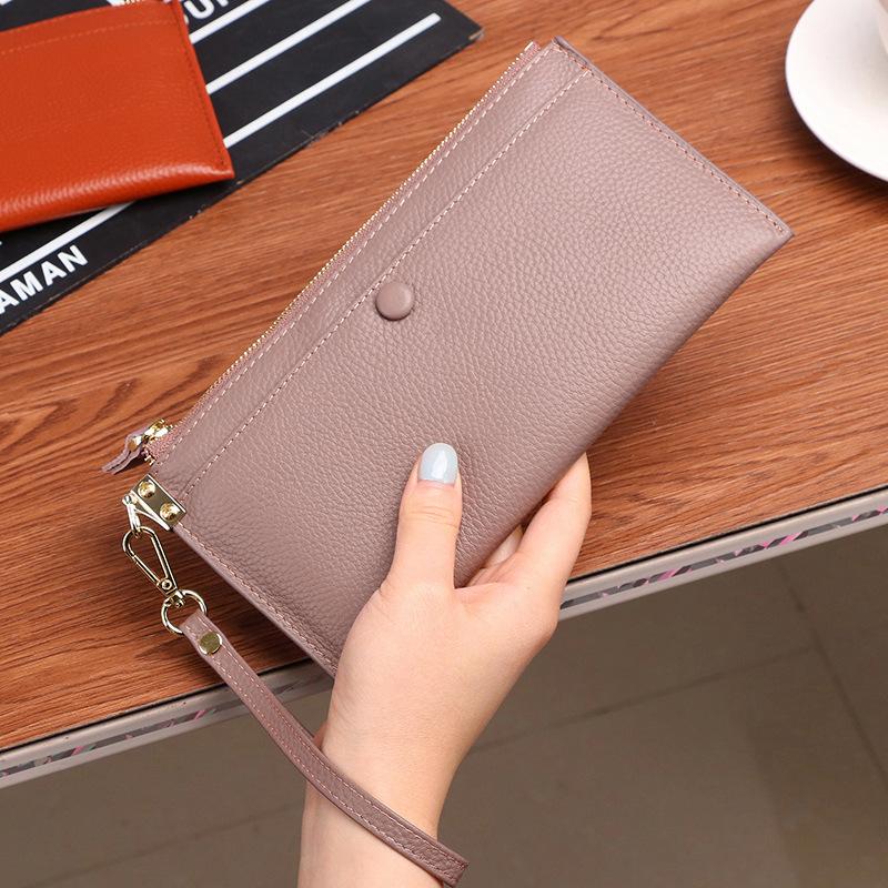 Portfele wysokiej jakości wzór liczi damska kopertówka plus prawdziwa skóra bydlęca retro kopertówka