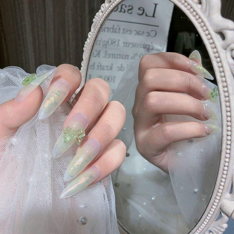 50Pcs Ice Transparent French Ribbons Colorful Resin Bowknot Charm Bowtie Jewelry Nail Art Decorations Manicure Tools Accessories