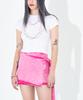Wordog Vintage Washed Denim Mini Wrap Skirt Pink