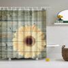 Vintage Style Wooden Door Bathroom Shower Curtains Frabic Waterproof Polyester Bath Curtain With Hooks