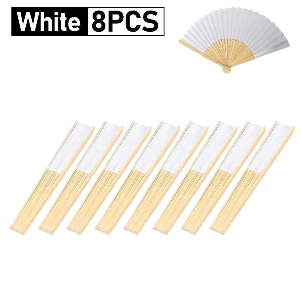1-20PCS Blank White DIY Paper Bamboo Folding Fan for Hand Practice Calligraphy Painting Drawing Wedding Party Gift Ornament New