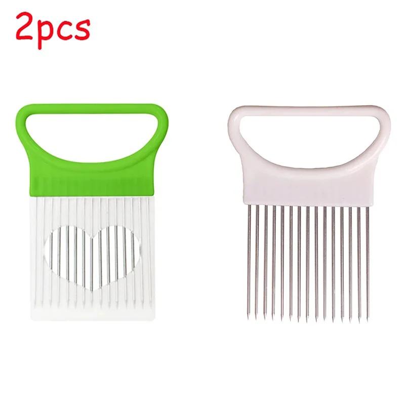 1/2/3/4pcs Effortlessly Slice Onions with This 1pc Colorful Onion Slicer Kitchen Stainless Steel Potato Chip Onion Holder