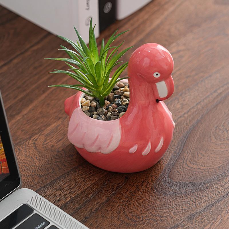 Cartoon Animal Ceramic Flower Pot Cute Lion Giraffe Plant Cactus Potted Home Garden Flower Vase Interior Desktop Decoration Gift