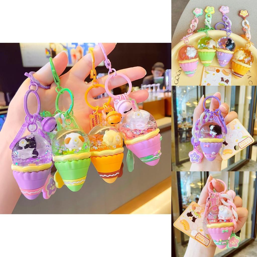 Charming Cartoon Style Mini Ice Cream Cone Keyring Delightful Acrylic Keychain Accessory