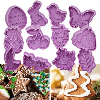 Yousheng 4 Piezas/Set Cortador de Galletas Patrón de Dibujos Animados Plástico Antiadherente Molde para Presionar Pastelería para Cocina