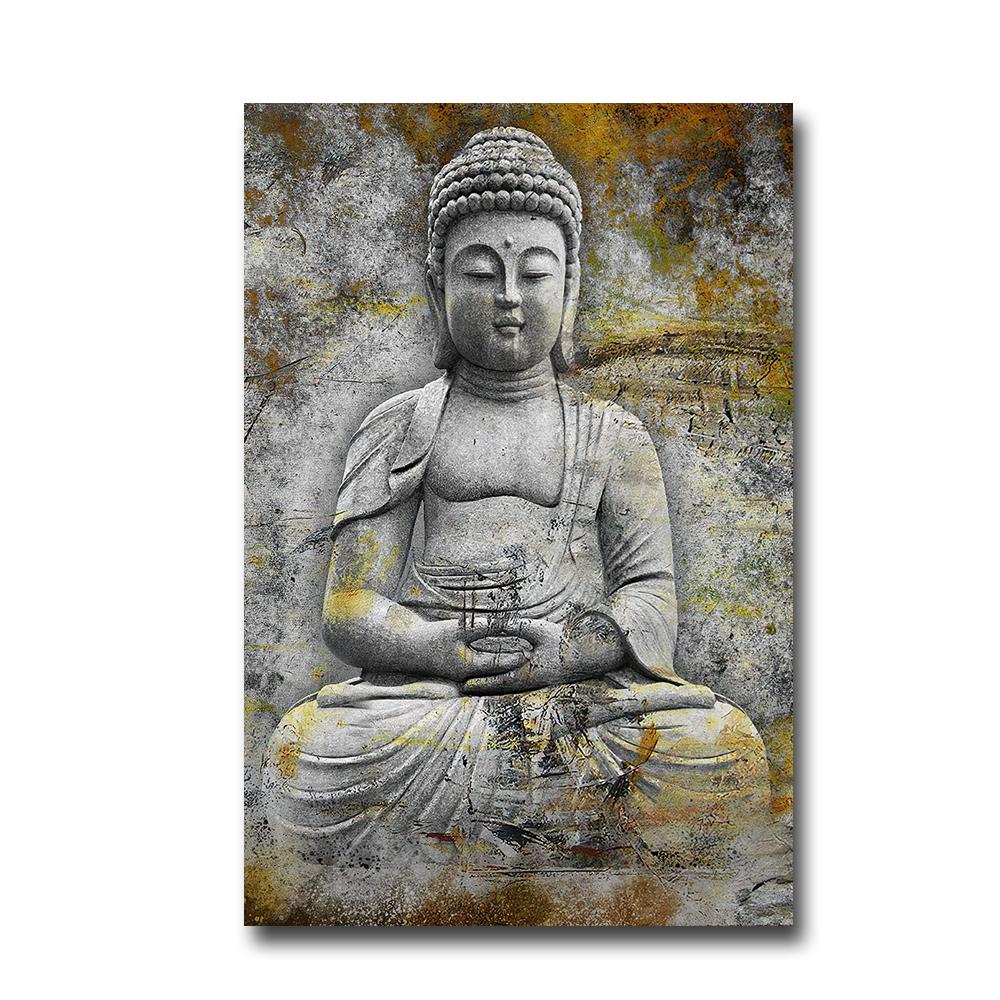 

Canvas Painting Vintage Buddha Statue On the Wall Art Posters and Prints Buddhist Decorative Art Pictures Home Decor Cuadros 20x30cm