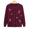 Damen Knopf Pflanzen Blumenbestickt Strickjacke Langärmlig Lässiges Mode Oberteil