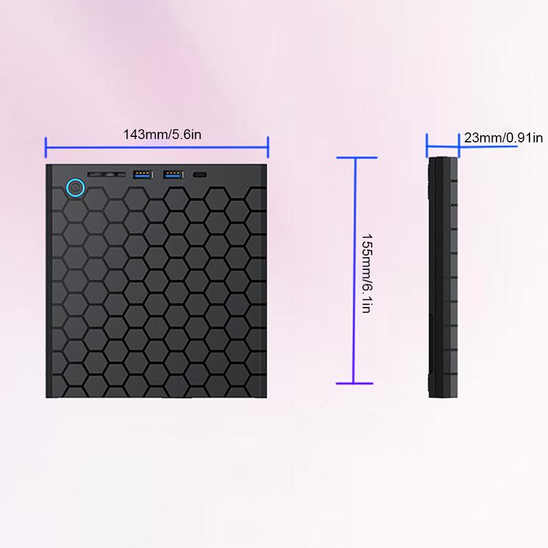 Ekstern CD/DVD-stasjon USB 3.0 Type-C Optisk diskstasjon med SD/TF-spor Bærbar CD DVD-brenner TF-leser for bærbar PC Macbook PC