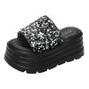 Fashion 8.5cm Synthetic Slip on Platform Wedge Fashion Sandal Bling ROME Ladies Beach Shoes Peep Toe Pumps Summer Slippers Fashion Shoes