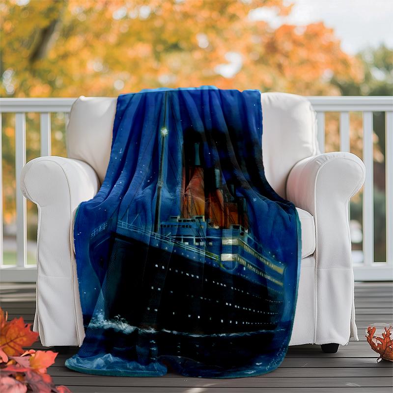 Titanic Flannel Blanket Soft Warm All-Season Throw, Design for Camping, Car Travel, Hiking Sofa, Bed, Office Perfect Gift for Parties