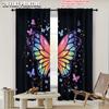 2pcs   2D Flat Printing Party Curtain Color Butterfly 100% Polyester  Without Electricity Holiday Decorations Use for Bedroom and