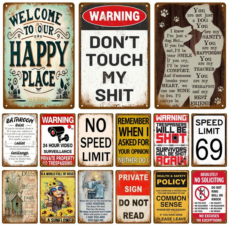Retro Sarcastic Warning Metal Sign Collection Humorous Phrase Poster Decor for Bar Yard Indoor Home