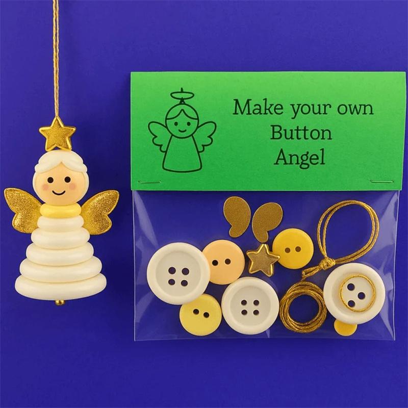Christmas DIY Button Ornament Kits Handmade Button Santa Craft Kit Christmas Tree Shaped Christmas Decoration Hanging Ornament