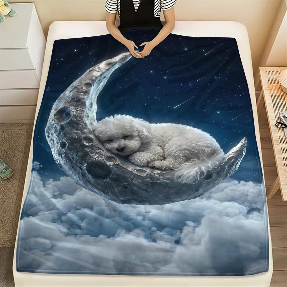 Small animal sleep clouds Print Flannel Blanket,High quality Comfortable for All Seasons,Home Decor,Warmth and Comfort,Perfect for Christmas Gifts