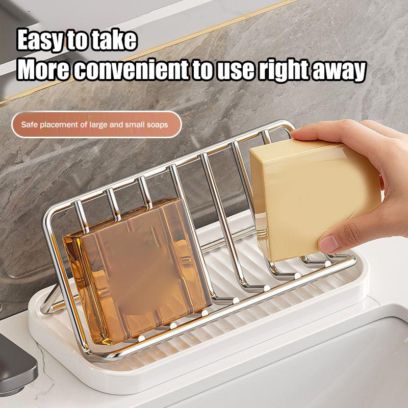 Robust Stainless Steel Soap Tray with Drainage Solution for Kitchen and Bathroom