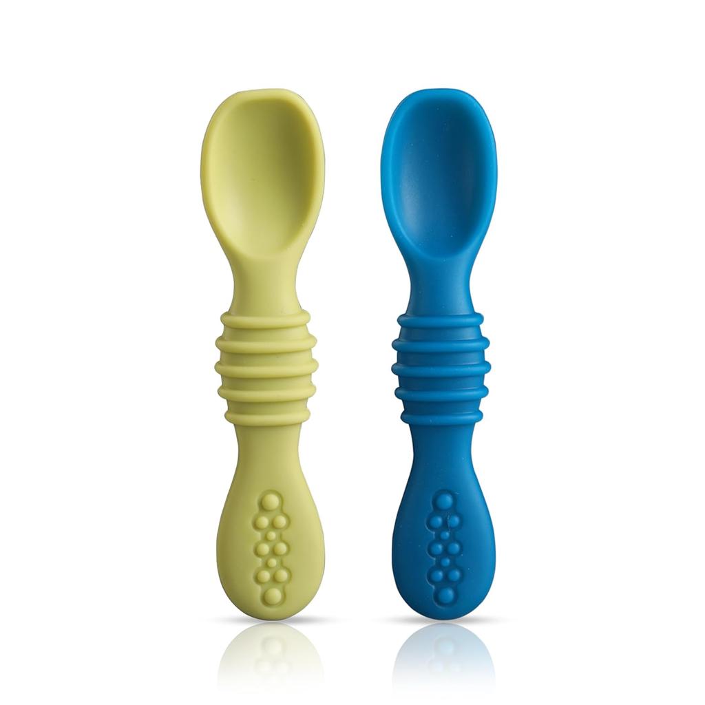 LuvLap Silicone Baby Feeding Spoons Set Of 2 For Baby Led Weaning And Self Feeding