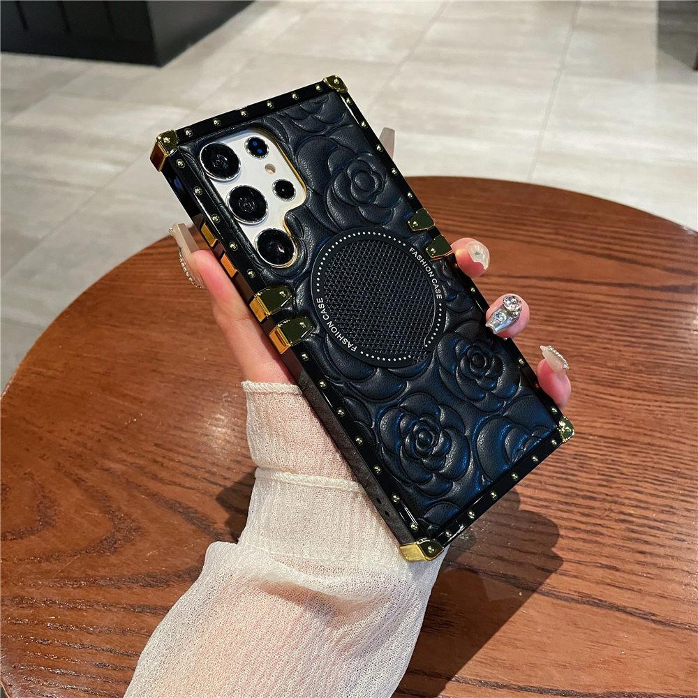 For Magsafe Wireless Charging 3D Flower Leather Case For Samsung Galaxy S25 S24 Ultra S23 Plus S23FE S22 TPU Shockproof Cover